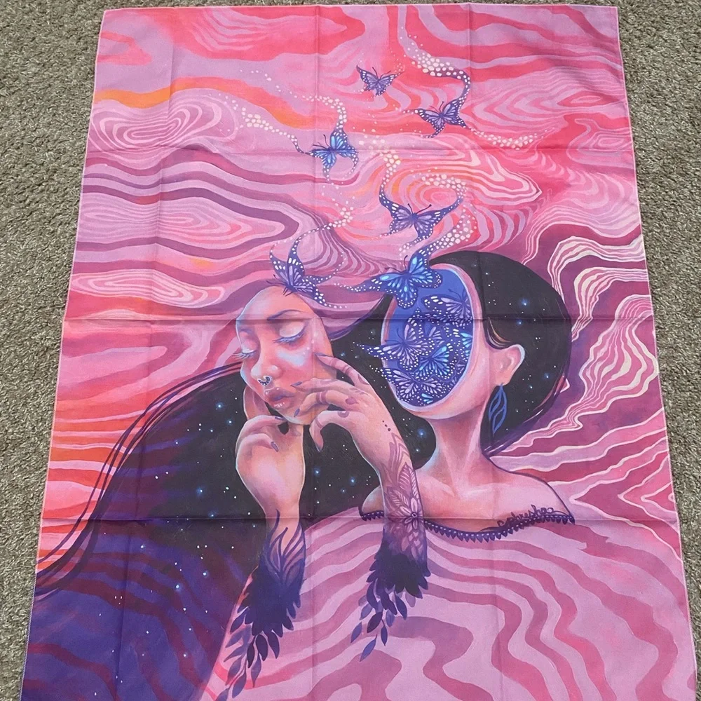 Psychedelic Goth Butterflies Graphic Tapestry Wall Decor
